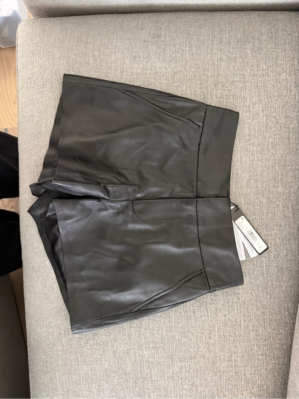 Alice + olivia Black leather shorts